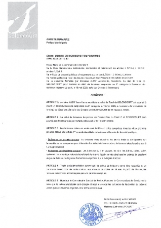ARR2023-05-10-37 DEBIT BOISSONS TEMPORAIRE CONCOURS TAROT LE 15 MAI 2023 SALLE DES COSSIES