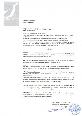 ARR2024-02-26-22 DEBIT BOISSONS TEMPORAIRE 3ème CATEGORIE POUR LE CARNAVAL DE LA MPT LE 17 MARS 2024