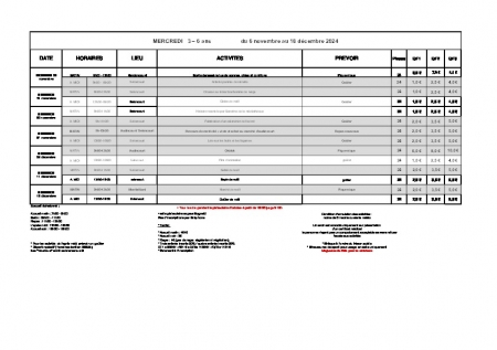 programme Mercredis novembre et décembre 2024